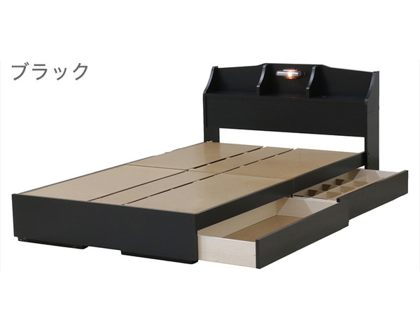 日本製ベッド ダブル ダブルサイズSGマーク付ハードボンネルコイルマットレス コンセント付き 引き出し付き 収納 K321(代引不可)【送料無_3