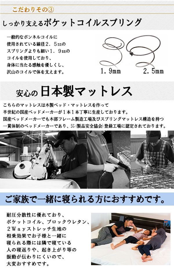 日本製 ヘッドレス フロアベッド 新型超体圧分散 ポケットコイル セミダブル ベッドフレーム 脚付き マットレス 国産(代引不可)【送料無_10