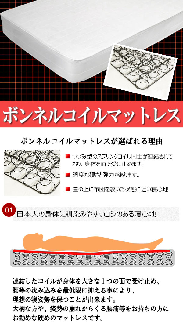 日本製 ヘッドレス フロアベッド ボンネルコイル マットレス セミシングル ベッド ベッドフレーム 脚付き マットレス(代引不可)【送料無_5