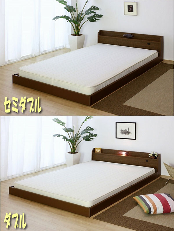 【日本製 棚付き 照明付き フロアベッド+圧縮 ボンネルコイル マットレス ワイド 幅200cm】 連結 コンセント付き(代引不可)【送料無料】 【日本製 棚付き 照明付き フロアベッド+圧縮 ボンネルコイル マットレス ワイド 幅200cm】 連結 コンセント付き(代引不可)【送料無料】