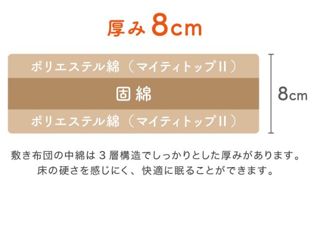 ファミリー敷布団 敷パッド セット 4人用 250×200cm 洗える カバー付き 布団セット 帝人 抗菌防臭 防ダニ ピーチスキン 来客用_8