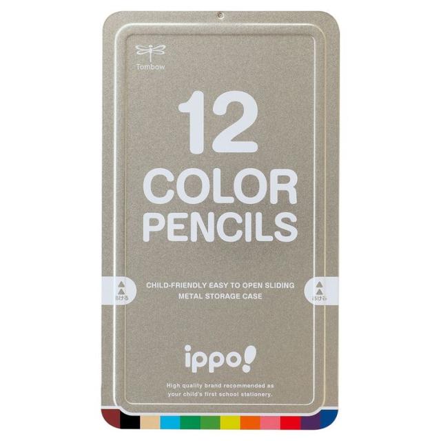 【まとめ買い10個セット】 トンボ鉛筆 イッポ スライド缶入色鉛筆 12色 文房具 文具 色鉛筆 缶【送料無料】