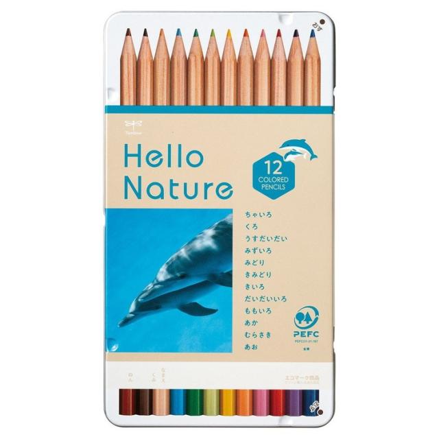 【まとめ買い5個セット】 トンボ鉛筆 ハローネイチャー 缶入色鉛筆 12色 ハンドウイルカ 文房具 文具 色鉛筆【送料無料】