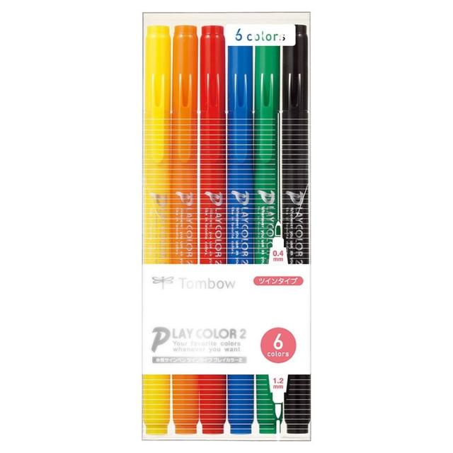 【まとめ買い25個セット】 トンボ鉛筆 プレイカラー2 6色セット 文房具 文具 水性 カラーサインペン サインペン【送料無料】
