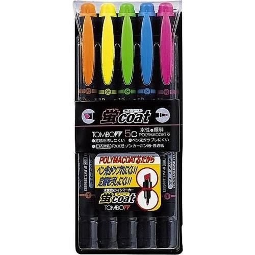 【まとめ買い25個セット】 トンボ鉛筆 蛍コート 5色セット 文房具 文具 水性 蛍光 マーカー 蛍光マーカー【送料無料】