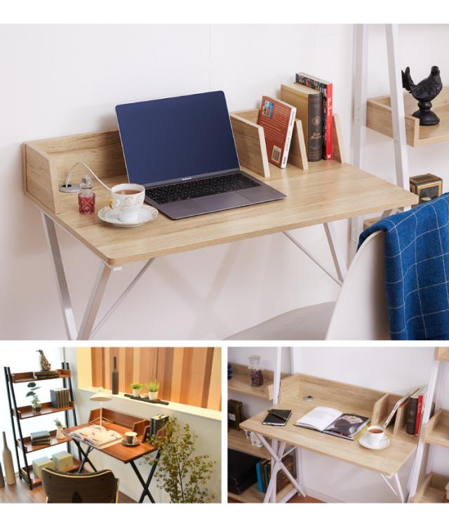 デスク 80cm幅 パソコンデスク 収納棚付き 木製 リモートワーク 在宅