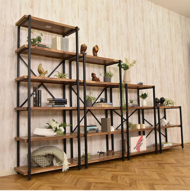 オープンラック 幅118cm 6段 シェルフ FJ-W118-6段 木目調 おしゃれ