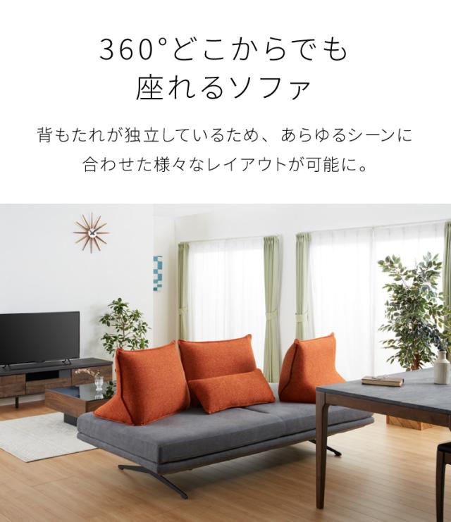 アイランドソファ ソファセット 背もたれクッション×2 幅195 間仕切り 3人掛け 背もたれクッション モダン 脚付き ソファベッド フロアソファ ローソファ 大型 開梱設置無料(代引不可)【送料無料】_7
