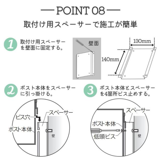 郵便ポスト テラII 上入れ 前出し 右開き/ 左開き/ 壁付け 郵便受け 鍵付き 日本製 ダイヤル錠 おしゃれ 北欧 壁付けポスト メールボックス 家庭用 一戸建て用 壁掛け(代引不可)【送料無料】_13