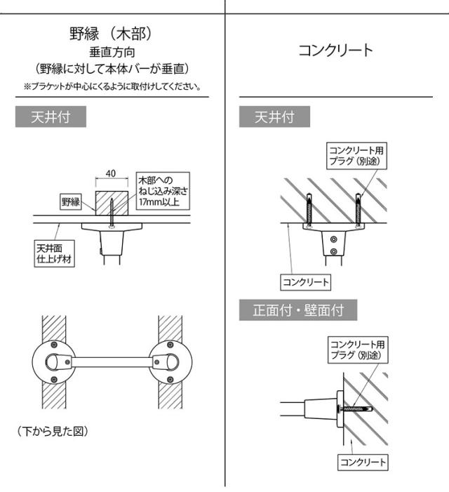 ハンギングバー H-1 正面付けCタイプセット 90cm×25cm ハンガーパイプ ハンガーラック アイアン ハンガーバー ウォールハンガー おしゃれ ハンガー インテリア(代引不可)【送料無料】_2