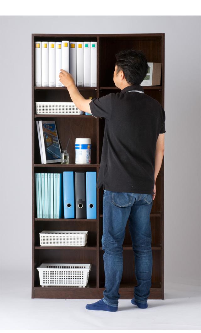 本棚 大容量 幅90 収納棚 ラック シェルフ 書棚 棚 壁面収納 書斎 オフィス 木製 シンプル 文庫 コミック 絵本 A4 ロング本棚 幅90 高さ215 本棚 薄型 省スペース 収納棚 幅