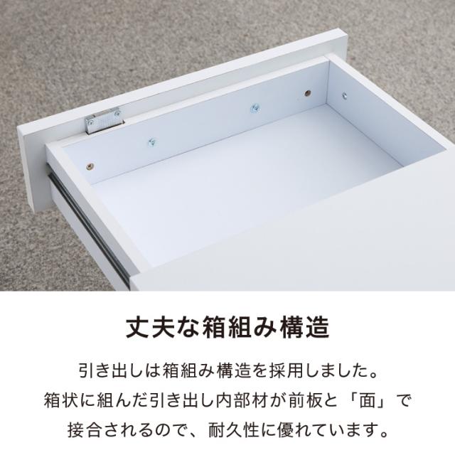 【※法人様限定販売】 デスク ワゴン 鍵 鍵付き デスク パソコン PC オフィス ホワイト 会社 机 事務机 白 SOHO 木製 鍵付きデスクワゴン3段(代引不可)【送料無料】_7