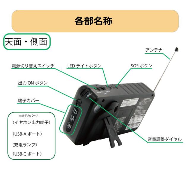 4.3インチ 液晶 ワンセグTV AM FMラジオ 非常用 3電源式 手回し 災害対策 テレビ 充電 電池 ポータブル アウトドア キャンプ 防災ラジオ【送料無料】_2