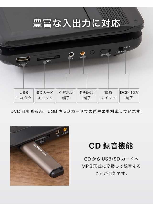 ポータブルdvdプレーヤー 7インチ 乾電池式 Ac Dc 3電源対応 リモコン付 Simplus シンプラス Sp Pdv07 Cdプレーヤー 録音機能付 送料無の通販はau Pay マーケット リコメン堂インテリア館