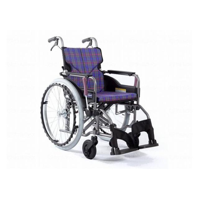 カワムラサイクル アルミ製標準型介助用車いすKMD-A16-40-M紫チェック