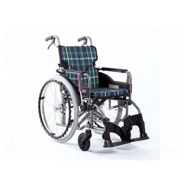 スタンダードモジュール 車いす 介助式・背折れ 緑チェック SMK30-4243GN スタンダードモジュール車いす SMK30 座面幅40cm／緑チェック