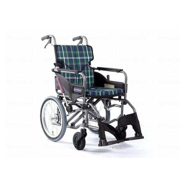 カワムラサイクル モダンAstyle 背折れ介助用 KMD-A16-42-H 緑チェック(A9) 座幅42-前座45cm 車いす 車椅子 車イス キャリー 車 移動 介護 補助(代引不可)【送料無料】