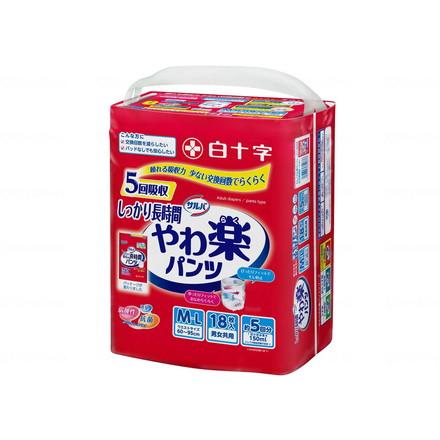 白十字 サルバやわ楽パンツ しっかり長時間18枚入り ケース M L 35487(代引不可)【送料無料】 6,300円