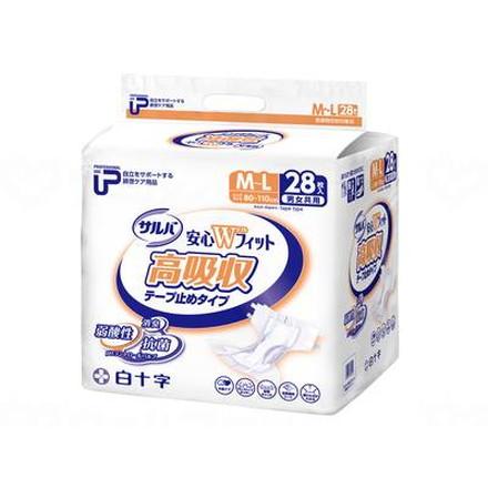 白十字 PUサルバ安心Wフィット 高吸収テープ ケース M L28枚 35612(代引不可)【送料無料】