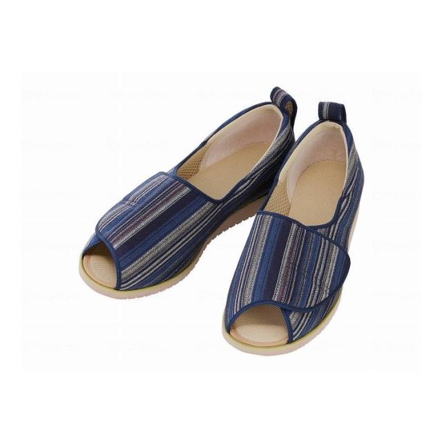 徳武産業 オープン和(なごみ) 青(縞) 左L 右S 1026(代引不可)【送料無料】の通販は