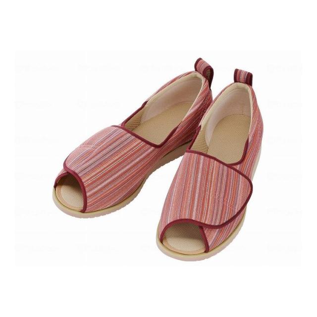 徳武産業 オープン和(なごみ) 赤(縞) 左3L 右LL 1026(代引不可)【送料無料】の通販は