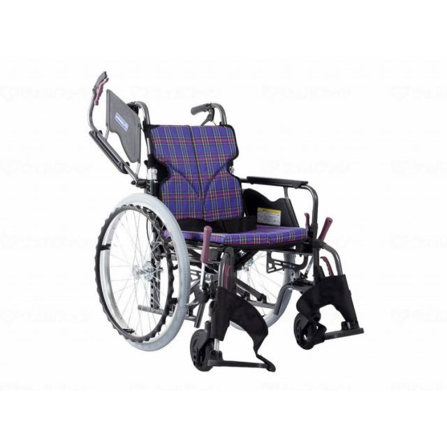 カワムラサイクル モダンBstyle 自走用 22インチ中・高床/紫チェック(A11)/座幅42-前座43cm(代引不可)【送料無料】