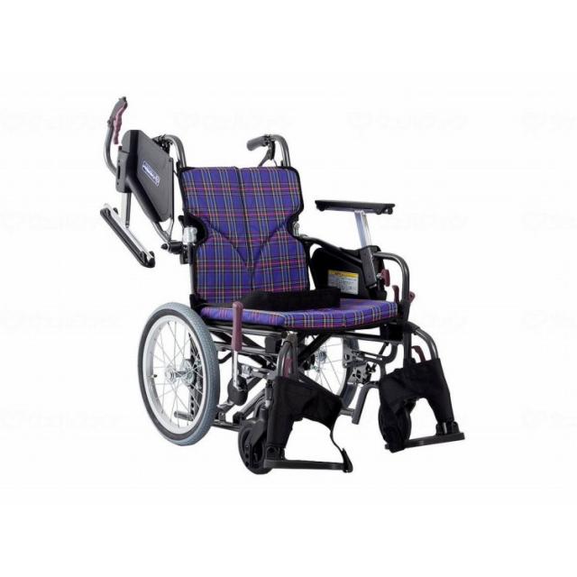 カワムラサイクル モダンCstyle 介助用 16インチ低床/紫チェック(A11)/座幅42-前座38cm(代引不可)【送料無料】