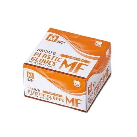 ハクゾウメディカル ハクゾウ プラスチックグローブMF パウダーフリー80枚/ケース/M(代引不可)【送料無料】