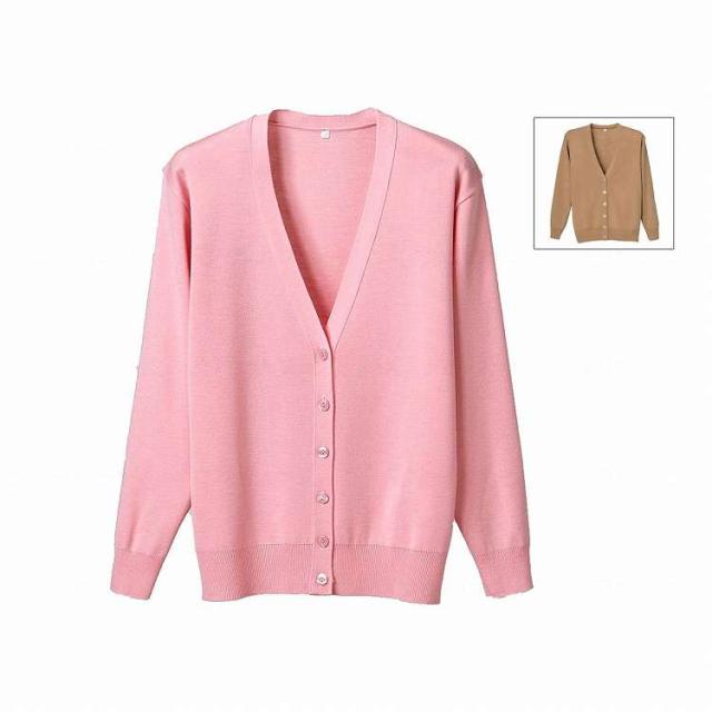 ディーフェイズ 抗ピル長袖カーディガン/キャメル/5L(代引不可)【送料無料】