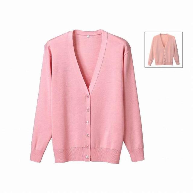 ディーフェイズ 抗ピル長袖カーディガン/ピーチピンク/4L(代引不可)【送料無料】