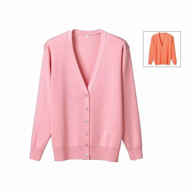 ディーフェイズ 抗ピル長袖カーディガン/オレンジ/5L(代引不可)【送料無料】