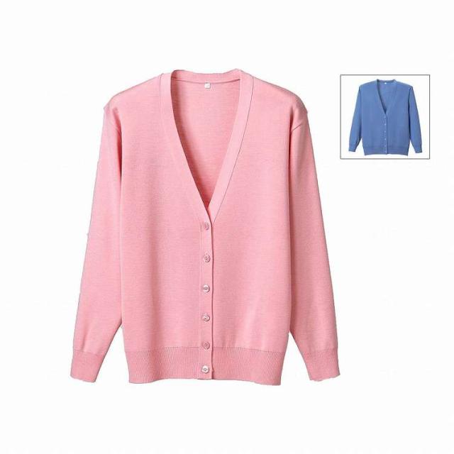 ディーフェイズ 抗ピル長袖カーディガン/サックスブルー/5L(代引不可)【送料無料】