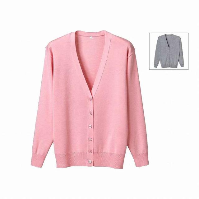 ディーフェイズ 抗ピル長袖カーディガン/杢グレー/4L(代引不可)【送料無料】