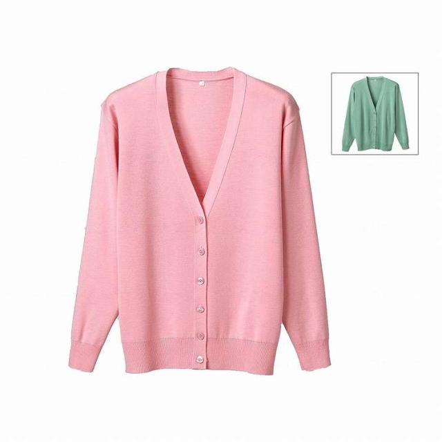 ディーフェイズ 抗ピル長袖カーディガン/グリーン/3L(代引不可)【送料無料】