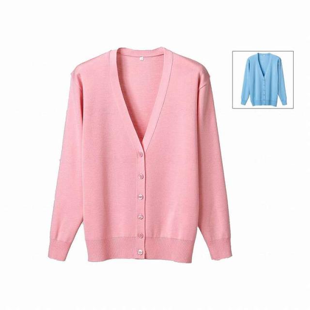 ディーフェイズ 抗ピル長袖カーディガン/サックス/5L(代引不可)【送料無料】