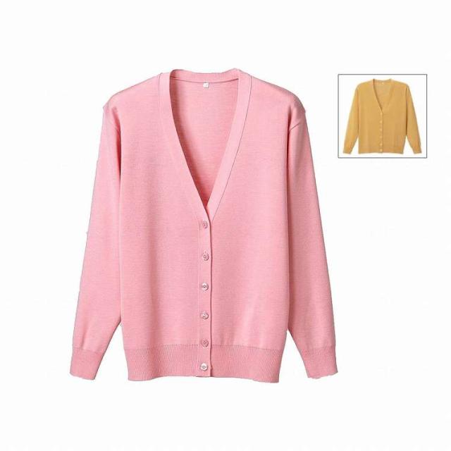 ディーフェイズ 抗ピル長袖カーディガン/マスタードイエロー/LL(代引不可)【送料無料】