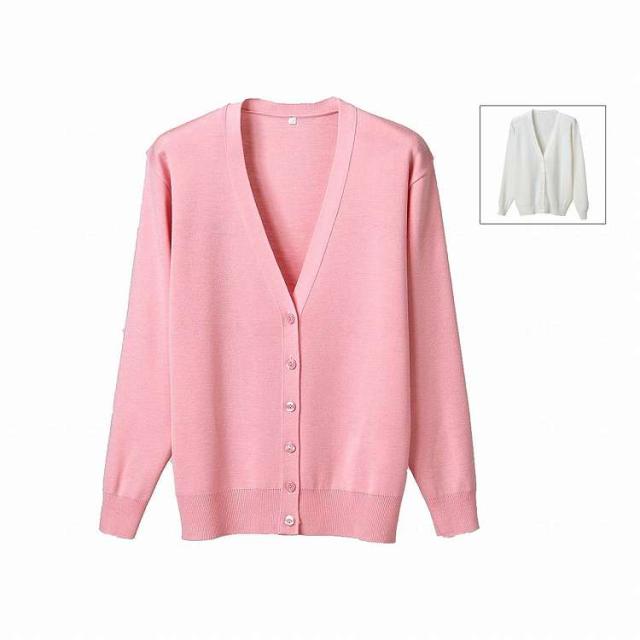 ディーフェイズ 抗ピル長袖カーディガン/ホワイト/M(代引不可)【送料無料】