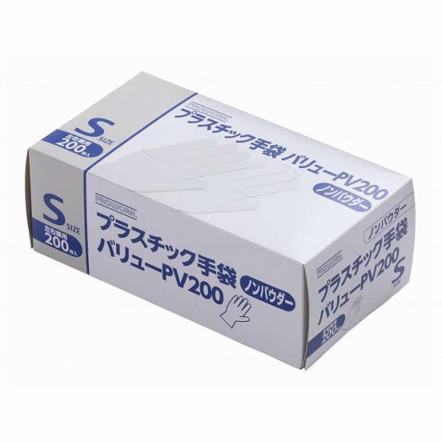 中部物産貿易 プラスチック手袋バリュー PV-200/ケース/S(代引不可)【送料無料】