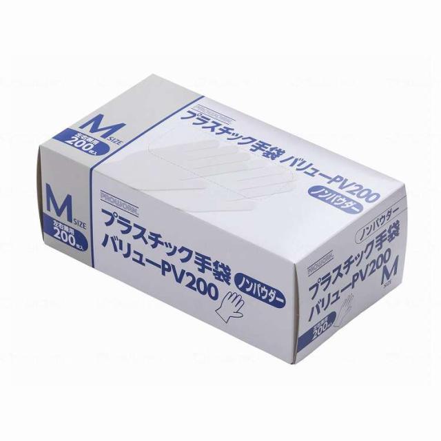 中部物産貿易 プラスチック手袋バリュー PV-200/ケース/M(代引不可)【送料無料】