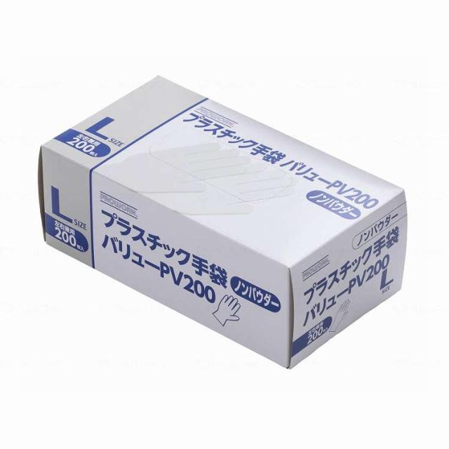 中部物産貿易 プラスチック手袋バリュー PV-200/ケース/L(代引不可)【送料無料】