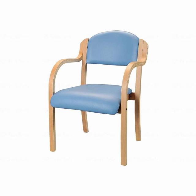 【法人限定】 井上金庫販売 木製チェア 肘付き IKD-01/ブルー/-(代引不可)【送料無料】