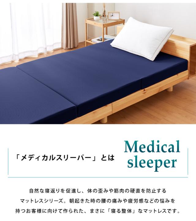 マットレス 日本製 メディカルスリーパー グランデ キング 三つ折り 折りたたみ 硬め 極厚 高反発 国産 ウレタン ニット 145N(代引不可)【送料無料】_6