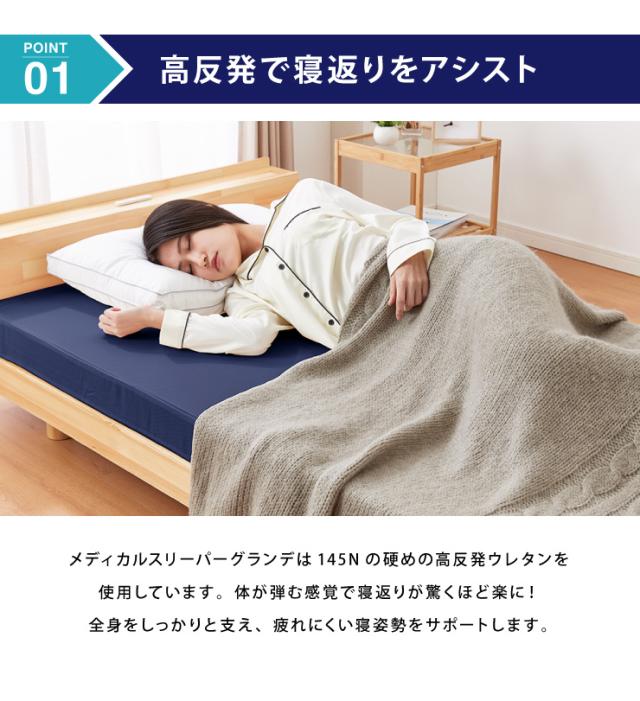 マットレス 日本製 メディカルスリーパー グランデ キング 三つ折り 折りたたみ 硬め 極厚 高反発 国産 ウレタン ニット 145N(代引不可)【送料無料】_8