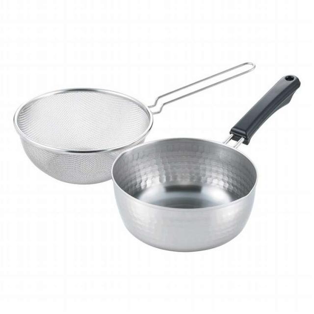 味壱 ステンレス雪平鍋20cm揚げザル付 7041485(代引不可)【送料無料】