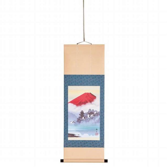 鈴村秀山 掛軸 赤富士飛翔 12568(代引不可)【送料無料】