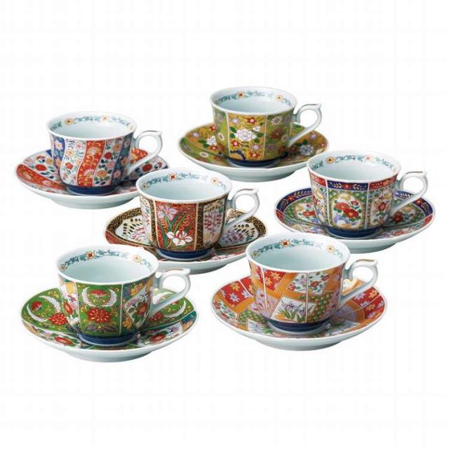 波佐見焼 友禅華絵 珈琲碗皿6客揃 009-240M(代引不可)【送料無料】