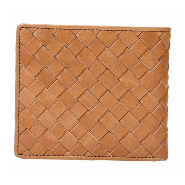 良品工房 日本製編込み二つ折財布 J17-232CA キャメル(代引不可)【送料無料】