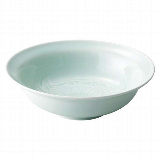 波佐見焼 日展作家山口正右衛門作 青白磁牡丹絵 飾鉢木箱入 009-312M(代引不可)【送料無料】