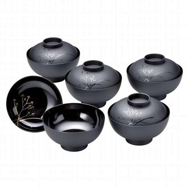 紀州塗 草花 吸い物椀5客揃 吸い物椀×5(代引不可)【送料無料】
