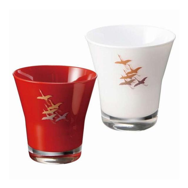 ぬりもんde Verre フリーグラス紅白ペア 蒔絵 千羽鶴 0770025 プレゼント ギフト お祝い(代引不可)【送料無料】
